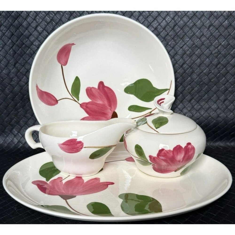 Vintage Stetson Lincoln Illinois Creamer Sugar Bowl Platter Serving Bowl